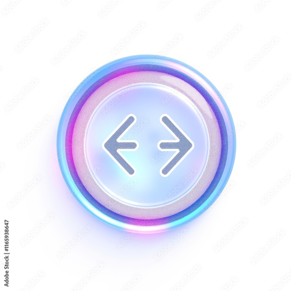 Glowing button with arrows on white background Glowing button with arrows on white background