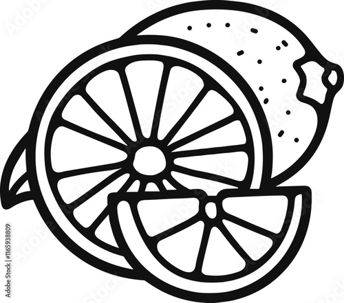 Whole lemon and slices outline icon