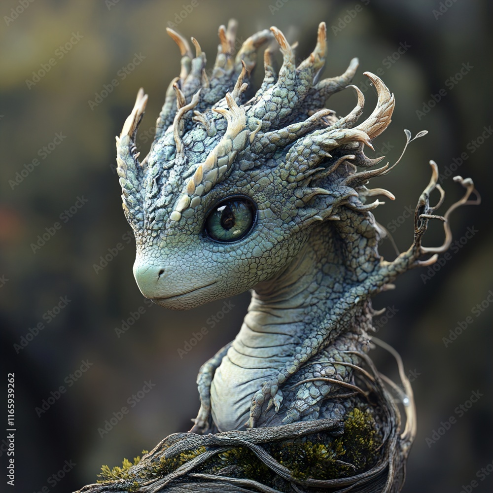 Adorable Baby Dragon in a Magical Forest Adorable Baby Dragon in a Magical Forest