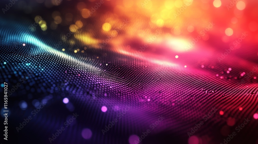 Abstract colorful wave of particles with bokeh lights. Abstract colorful wave of particles with bokeh lights.