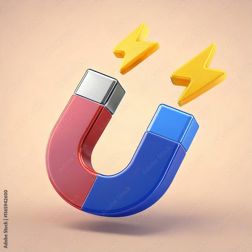Energetic magnet with lightning bolts design icon Energetic magnet with lightning bolts design icon