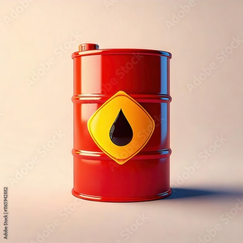 Glossy Red Barrel with Yellow Oil Icon Design photo