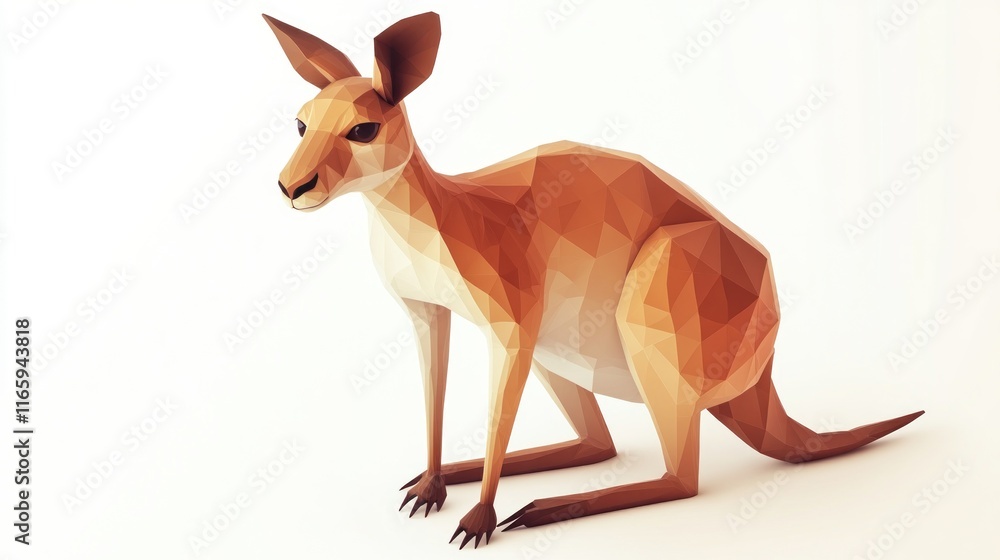 Low-poly rendering of a kangaroo sitting. Low-poly rendering of a kangaroo sitting.