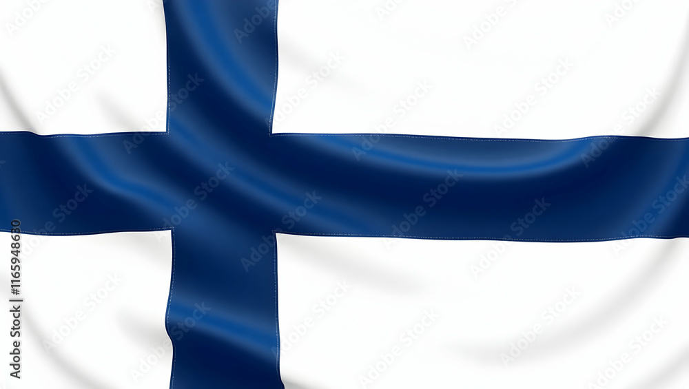 Detailed close-up of the waving Finnish flag Detailed close-up of the waving Finnish flag