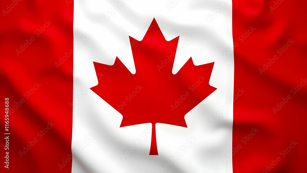 Detailed Close-up of the Waving Canadian Flag Detailed Close-up of the Waving Canadian Flag