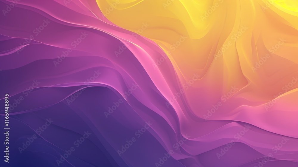 Obraz premium Smooth yellow and purple waves creating an abstract flowing background, perfect for wallpapers and digital art projects