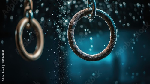 Wallpaper Mural Gymnastic rings suspended in mid-air with chalk particles floating Torontodigital.ca