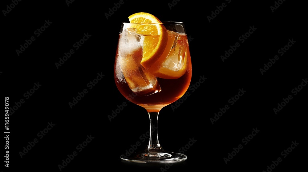 A refreshing glass of iced tea with lemon slices on a dark background. A refreshing glass of iced tea with lemon slices on a dark background.