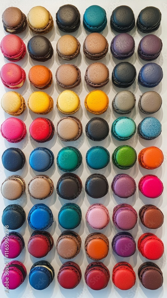 A Colorful Array of Macarons: A Vibrant Dessert Display A Colorful Array of Macarons: A Vibrant Dessert Display