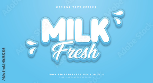 Milk fresh 3d editable text effect Template Suitable for fresh theme