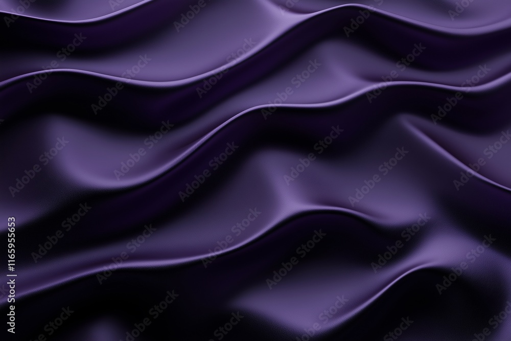 Obraz premium Abstract dark purple background with waves of fabric, silky cloth texture. Elegant red satin curtain with a wavy pattern.