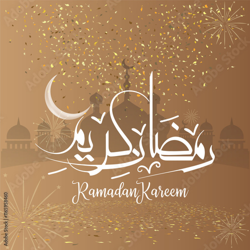 Ramadan kareem social media stories template with arabic calligraphy means generous holiday vector illustration. Ramadan is holy month in Islam
