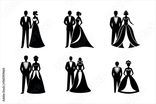 wedding couple silhouette vector design