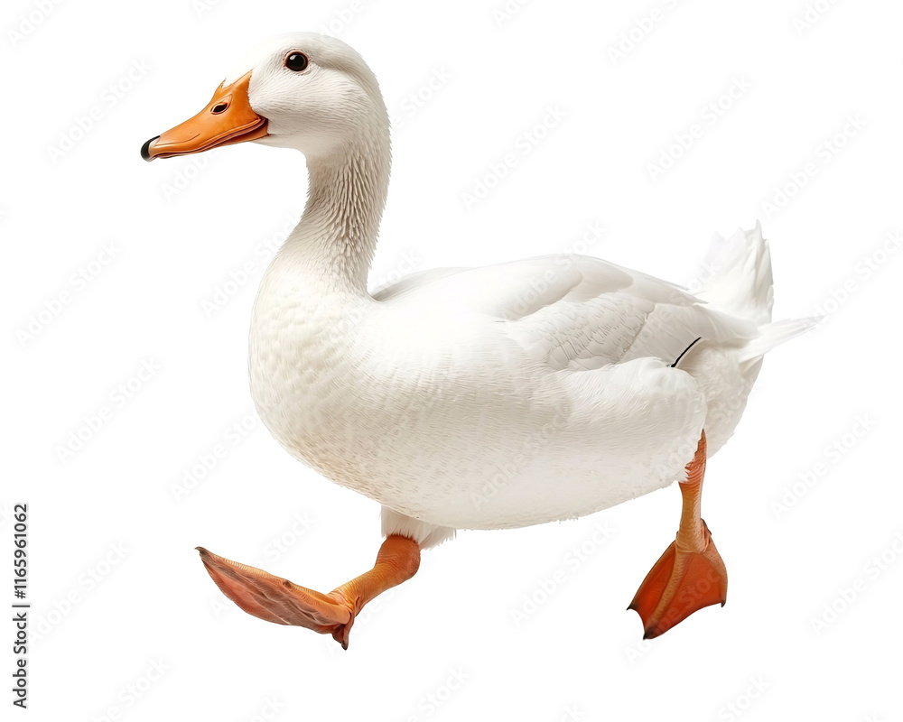 Isolated White Duck Walking Isolated White Duck Walking