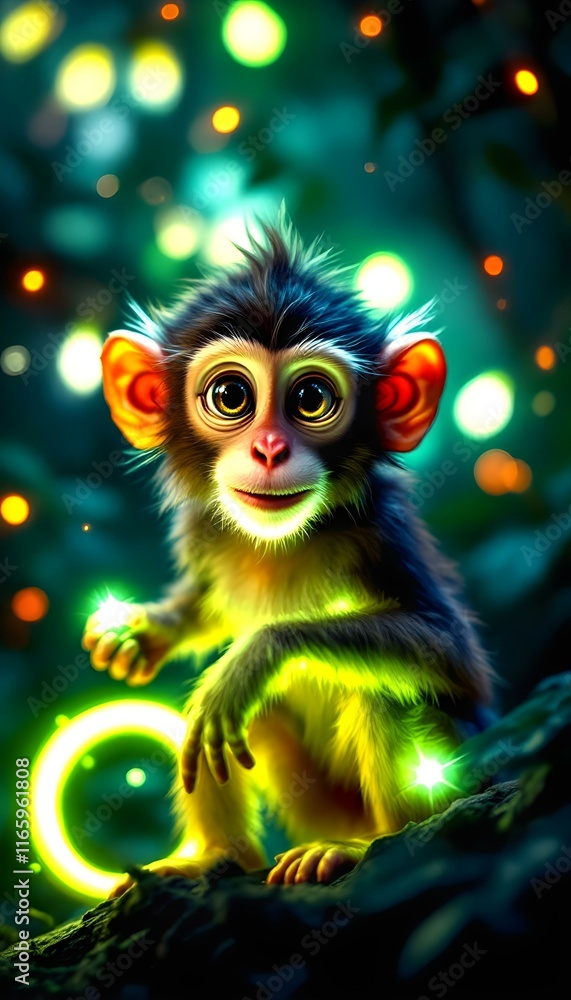 monkey with glowing light monkey with glowing light