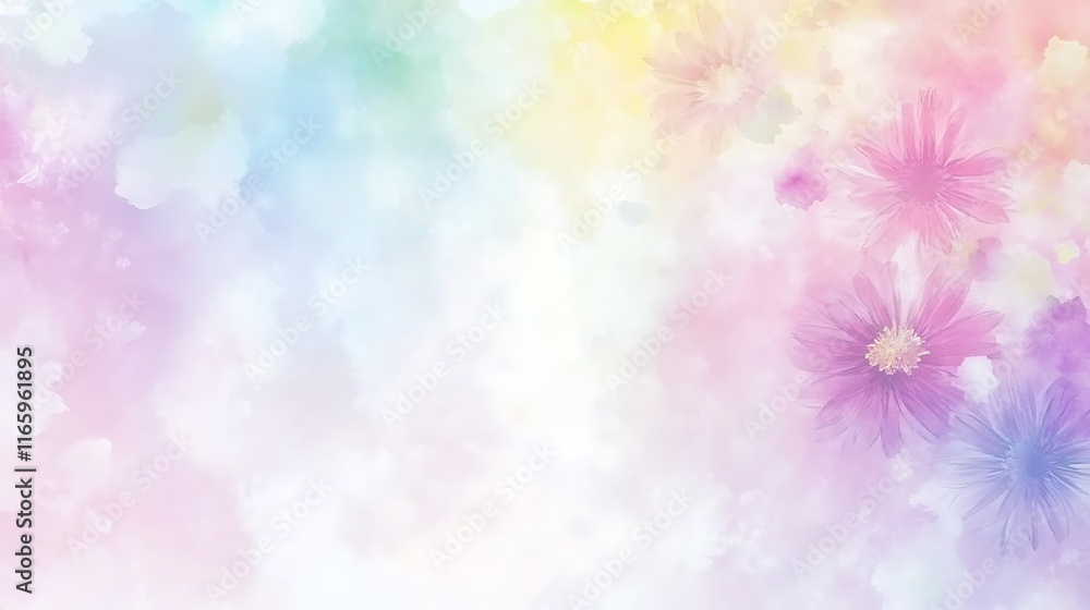 Pastel Watercolor Flowers Soft Background Design Pastel Watercolor Flowers Soft Background Design