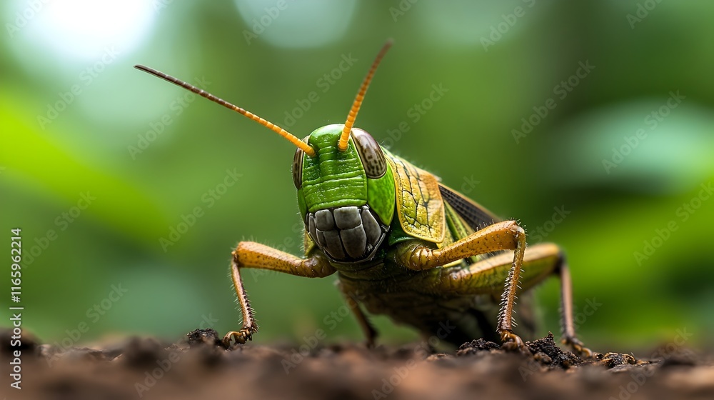 Macro perspective of a grasshopper s thoracic area the insect unleashing alarm pheromones to signal danger to its colony intricate textural details of the exoskeleton and sensory appendages Macro perspective of a grasshopper s thoracic area the insect unleashing alarm pheromones to signal danger to its colony intricate textural details of the exoskeleton and sensory appendages