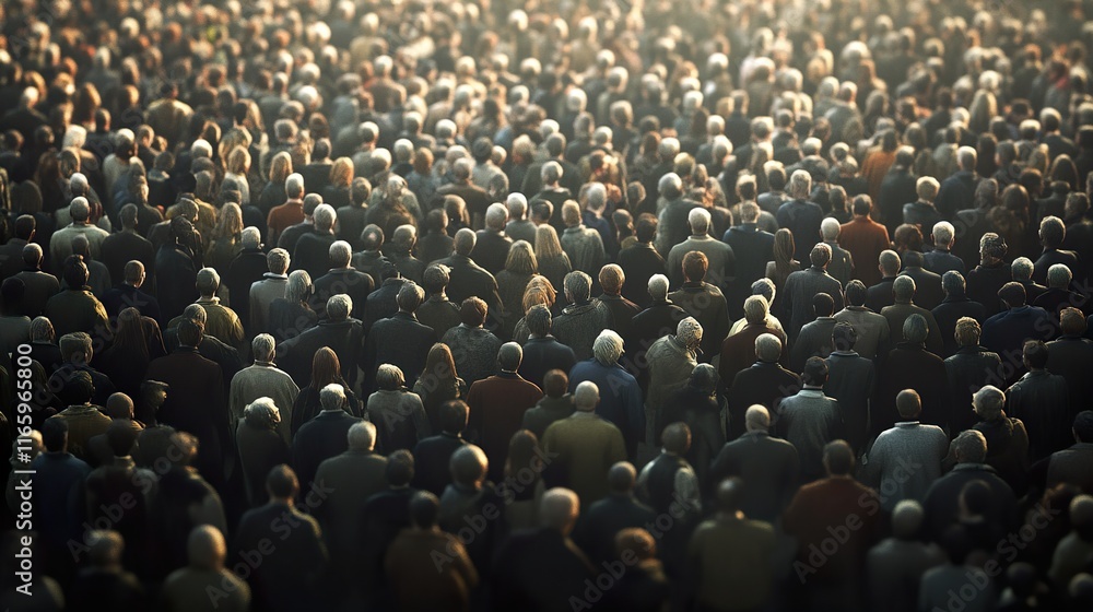 Obraz premium A sea of humanity: A mesmerizing view of a massive crowd of people gathered together.