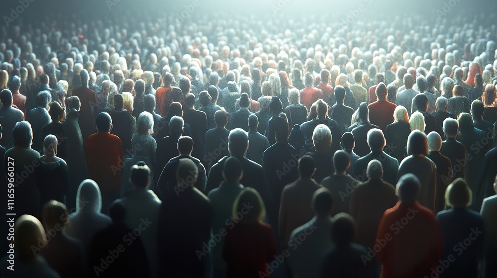 Obraz premium A sea of faces: An immense crowd gathers, a powerful visual of unity and togetherness.