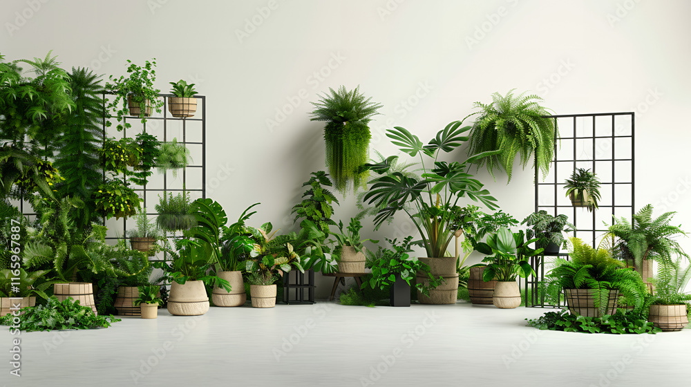 Fototapeta premium Generative AI, Indoor Jungle Arrangement
