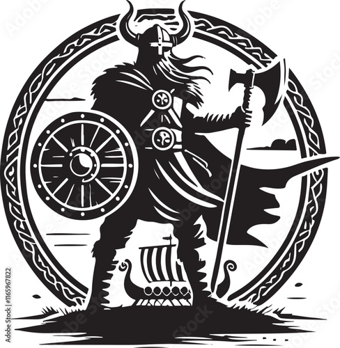 Viking Raider Vector Illustration