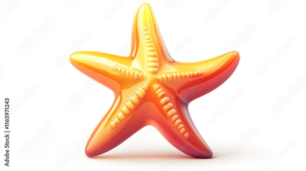 Obraz premium Shiny orange starfish isolated on white background.