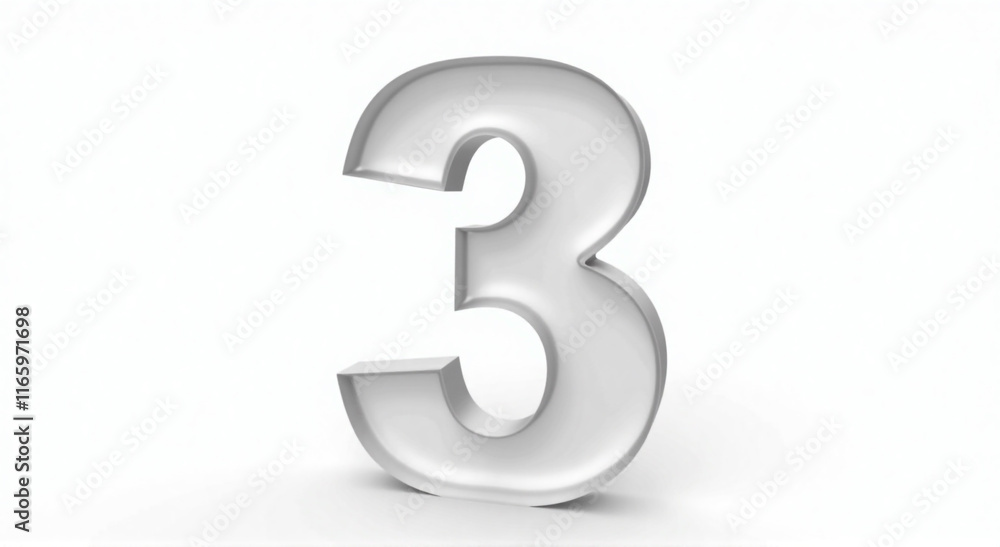 3d silver number 3 3d silver number 3
