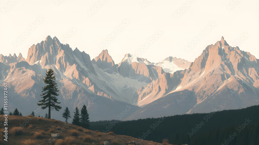Obraz premium boho art Minimalist landscape mountains
