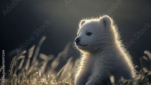 Adorable Polar Bear Cub in Arctic Nature photo