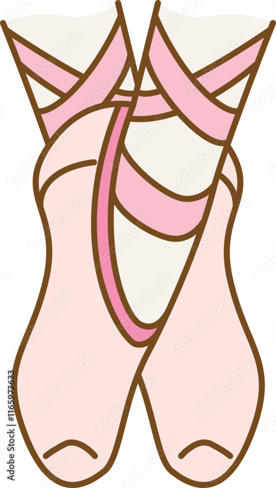 Pink ballerina dance shoes sticker en pointe vector illustration. Pink ballerina dance shoes sticker en pointe vector illustration.