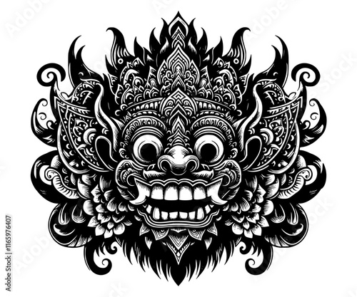 balinese barong mask vector art isolated on white