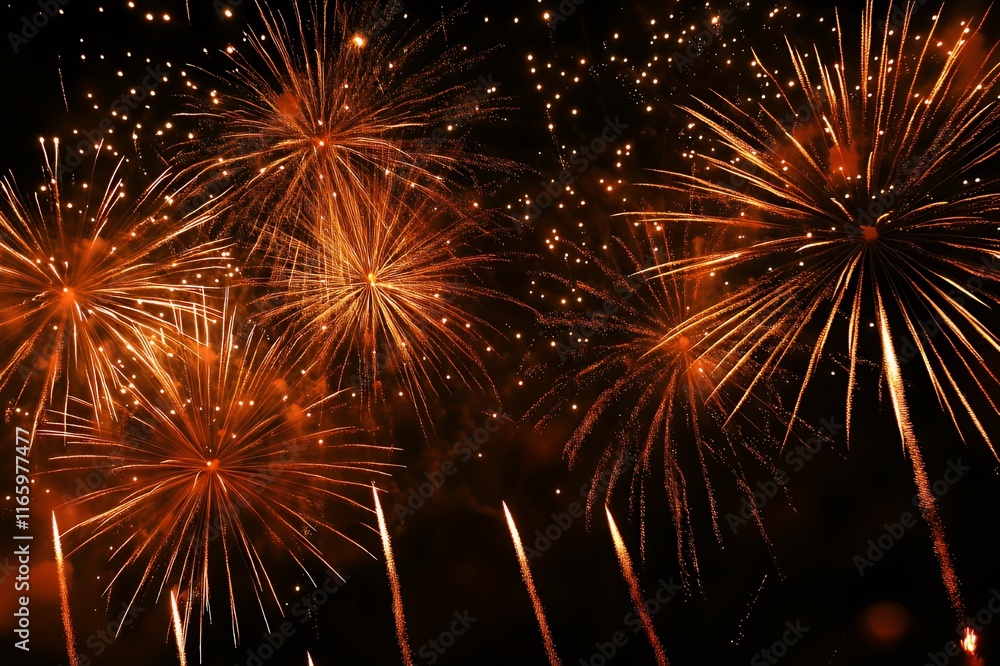 Fiery Fireworks Display Illuminating The Night Sky Fiery Fireworks Display Illuminating The Night Sky
