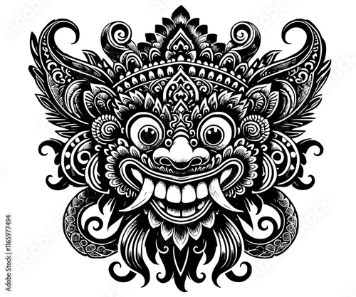 balinese barong mask vector art isolated on white