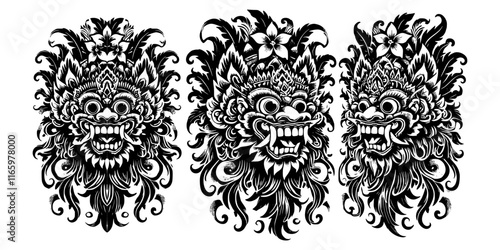 balinese barong mask vector art isolated on white
