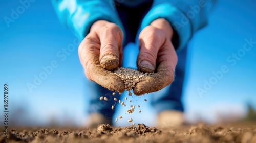 Farmer Planting Seeds in Field During Spring Season for Sustainable Agriculture and Crop Growth