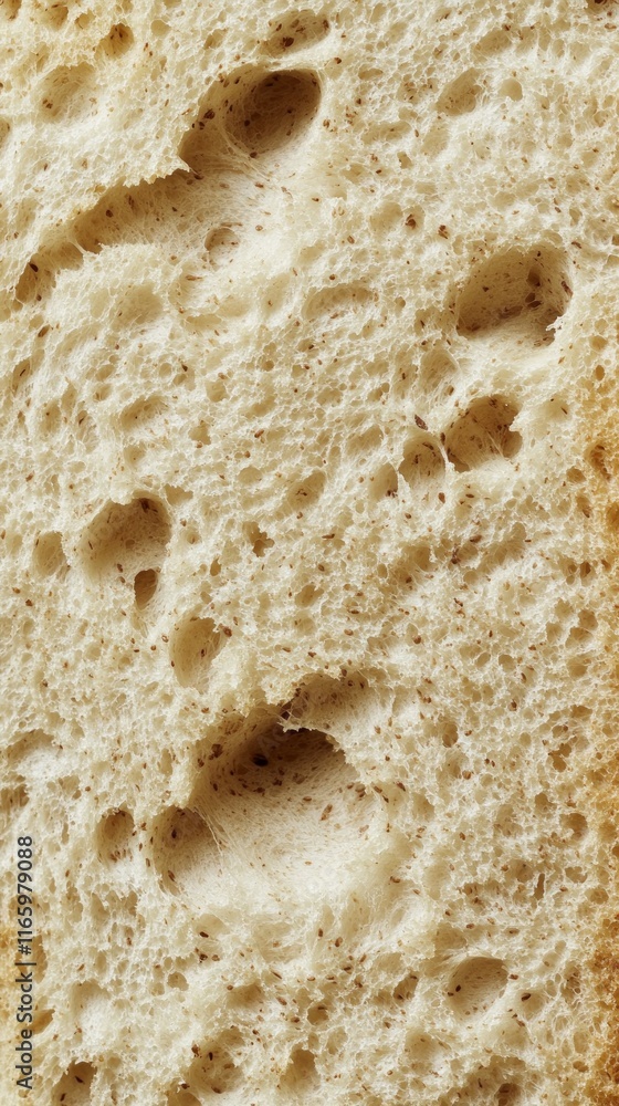 A Detailed Close-up of a Deliciously Baked Loaf of Bread, Showcasing its Texture and Grain A Detailed Close-up of a Deliciously Baked Loaf of Bread, Showcasing its Texture and Grain