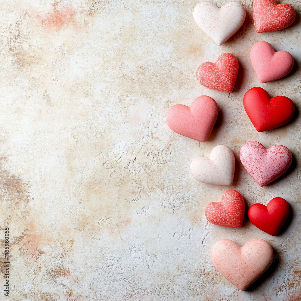 Obraz premium Romantic Valentine Background Wallpaper with Hearts and Copy Space for Love-Themed Celebrations and Decorations