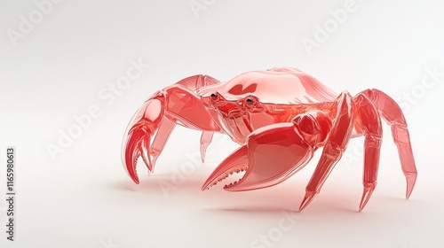 Transparent red crab on white background. photo