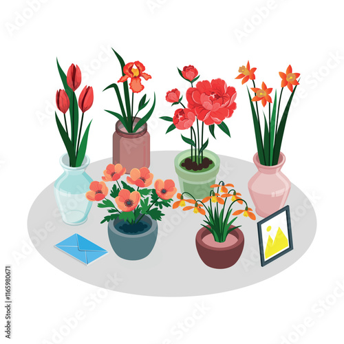 Colorful Decorative Blooming Flower Vases 