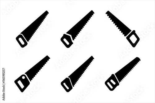Hand Saw Icons Set on White Background