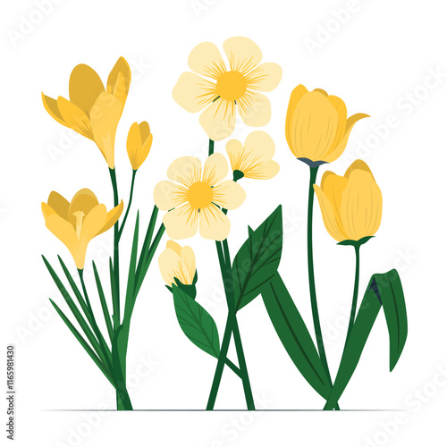 Wallpaper Mural Aesthetic Minimal Colorful Bunch of Flowers Torontodigital.ca