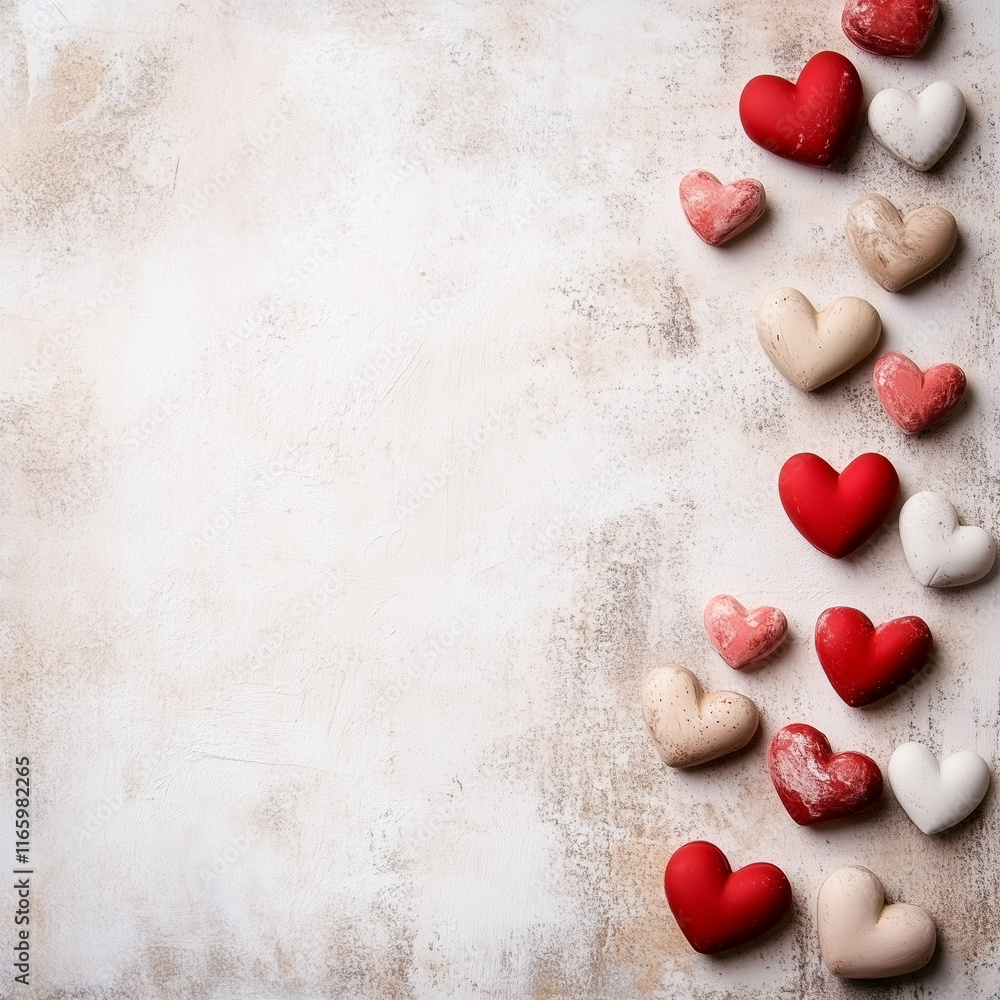 Fototapeta premium Romantic Valentine Background Wallpaper with Hearts and Copy Space for Love-Themed Celebrations and Decorations