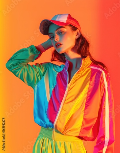 Wallpaper Mural a woman in gym wear 1980 style, studio fashion shot Torontodigital.ca