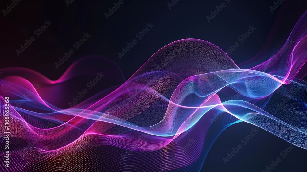Pink and blue digital particles are flowing on a dark background creating a beautiful abstract design, perfect for wallpapers Pink and blue digital particles are flowing on a dark background creating a beautiful abstract design, perfect for wallpapers