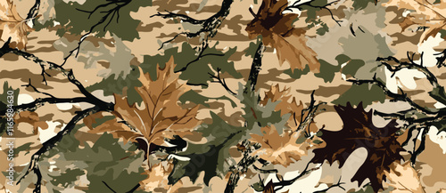 Hunting camouflage with tree for hunting and military. Hunting camouflage seamless pattern design. Vector hunting camo background