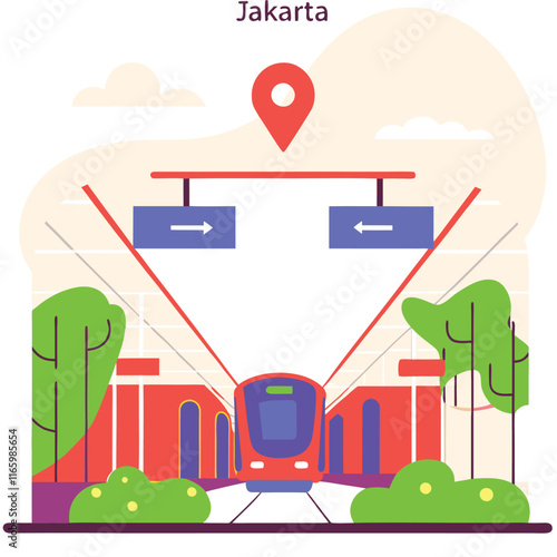 Modern Jakarta Metro Subway Station Sleek Train Image