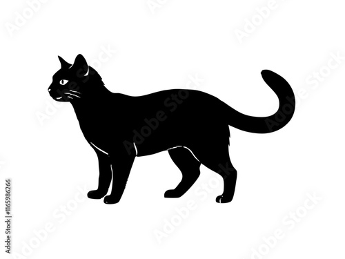 snowshoe cat black silhouette vector, Simple silhouette Design vector icon with white background
