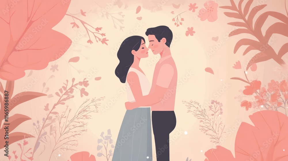 Affection flat design side view elegant theme animation colored pastel Affection flat design side view elegant theme animation colored pastel