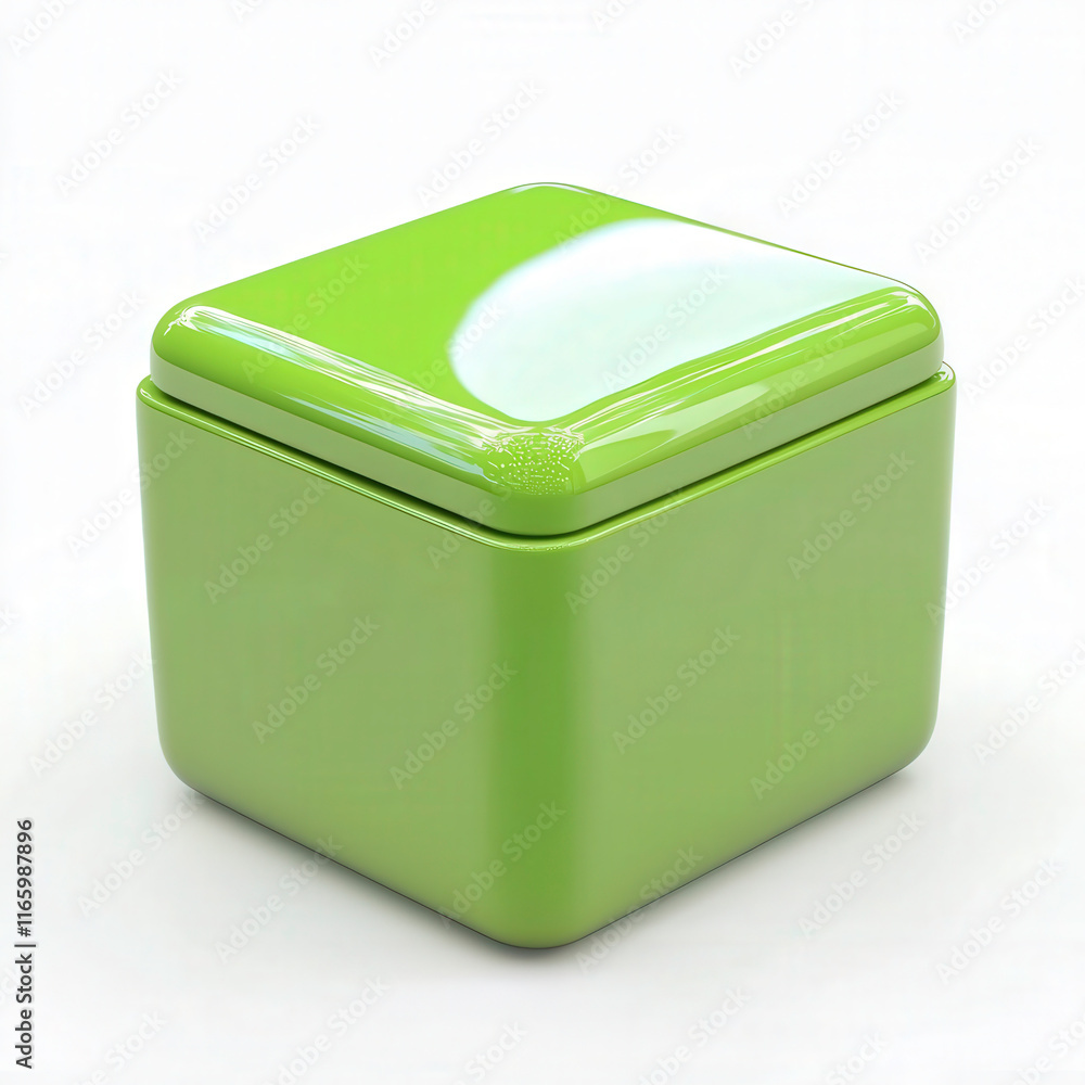 Glossy green square container with smooth surface ideal for storage, decoration, or presentation on a light backdrop showcasing modern design elements Glossy green square container with smooth surface ideal for storage, decoration, or presentation on a light backdrop showcasing modern design elements