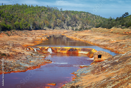 Death and desolation in the Tinto river, Huelva. As a possible result of the mining, Tinto river is notable for being very acidic and its deep reddish hue is due to iron photo